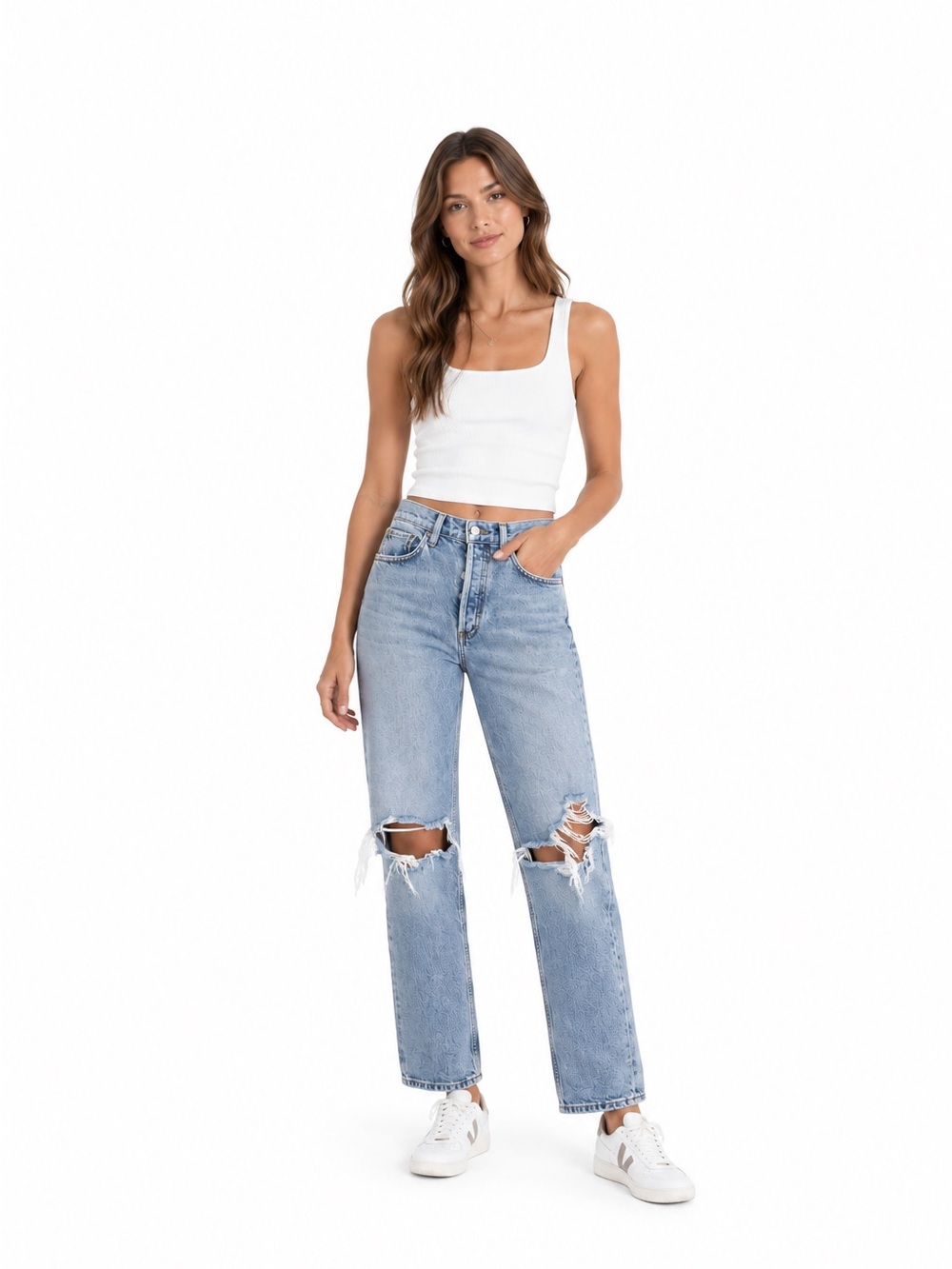 AGOLDE Distressed Straight Leg Jeans – Light Wash | Size 25